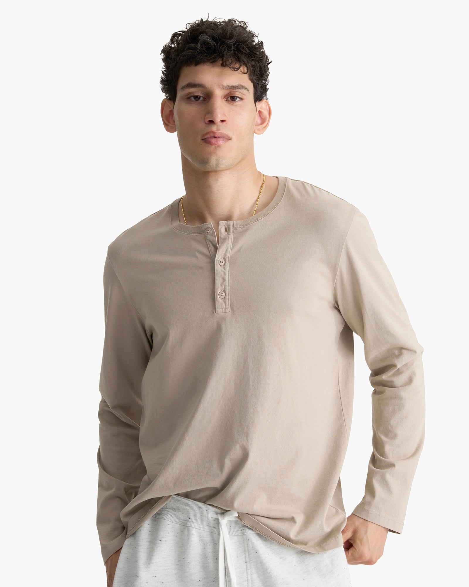 ATM_2025_PREFALL_STYLIZED_ON-FIGURE_M4463-GB5-FRENCHOAK_FRONT_0037 Heavyweight Jersey Long Sleeve Henley - French Oak - Image 1