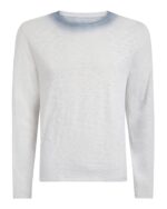 Spray Treatment Slub Jersey Destroyed Long Sleeve Crew Neck Tee - Silver-Wash Navy - Image 5