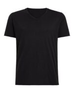 Vintage Jersey Cut Off Short Sleeve V-Neck Tee - Black - Image 5