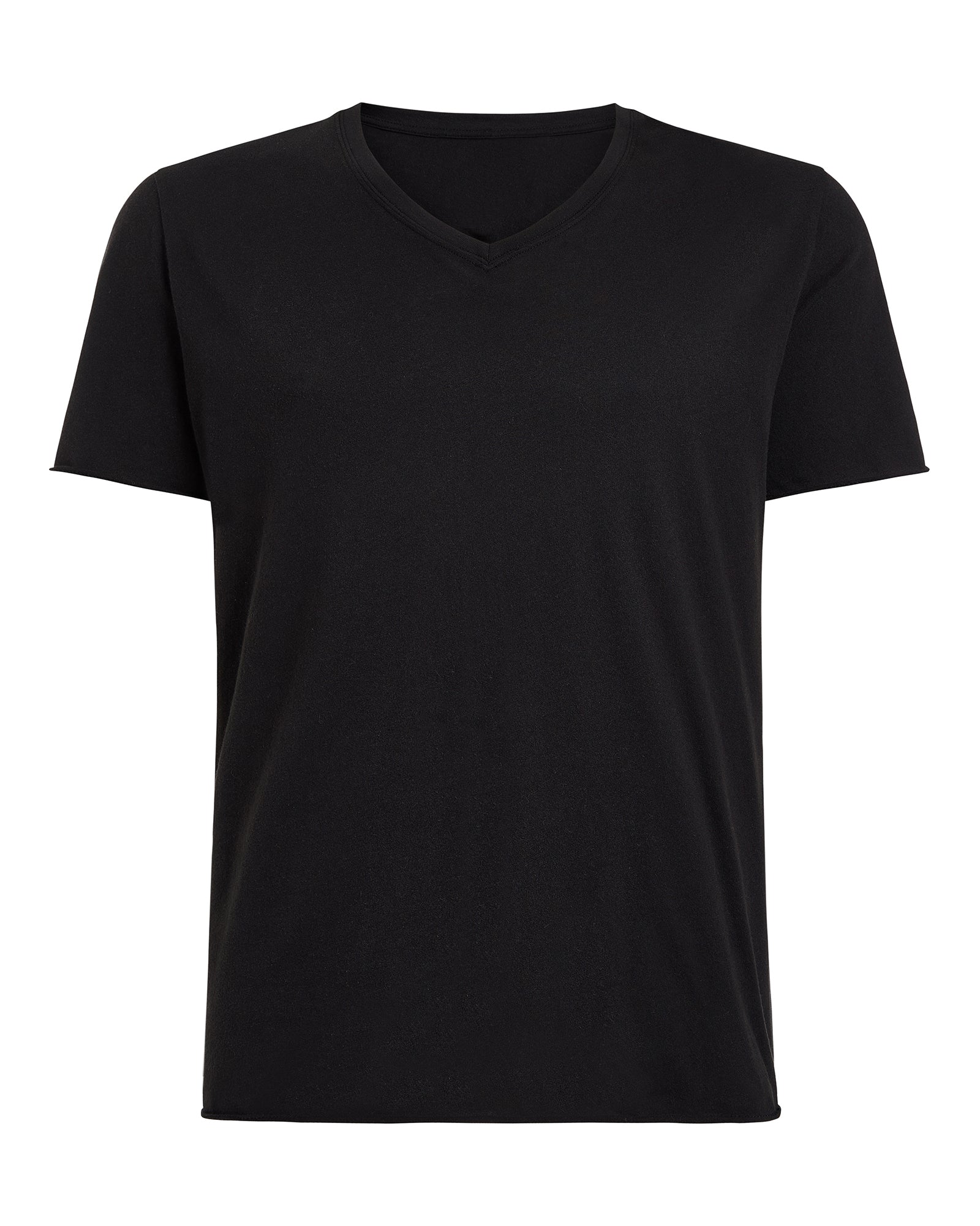 Vintage Jersey Cut Off Short Sleeve V-Neck Tee - Black - Image 5