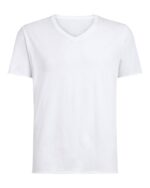 Vintage Jersey Cut Off Short Sleeve V-Neck Tee - White - Image 5
