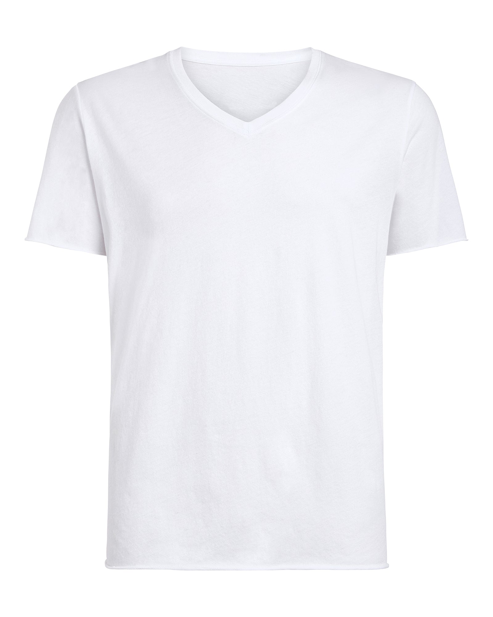 Vintage Jersey Cut Off Short Sleeve V-Neck Tee - White - Image 5