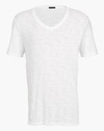 Slub Jersey V-Neck Tee - White - Image 5