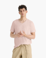 Slub Jersey Chroma Wash V-Neck Tee - Faded Rose