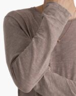 Slub Jersey Long Sleeve Destroyed Wash Tee - Faded Mocha - Image 4