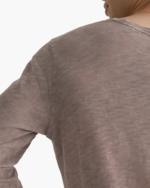 Slub Jersey Long Sleeve Destroyed Wash Tee - Faded Mocha - Image 5