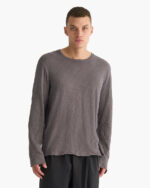Slub Jersey Long Sleeve Destroyed Wash Tee - Onyx