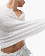 Slub Jersey Destroyed Wash Henley - White - Image 7